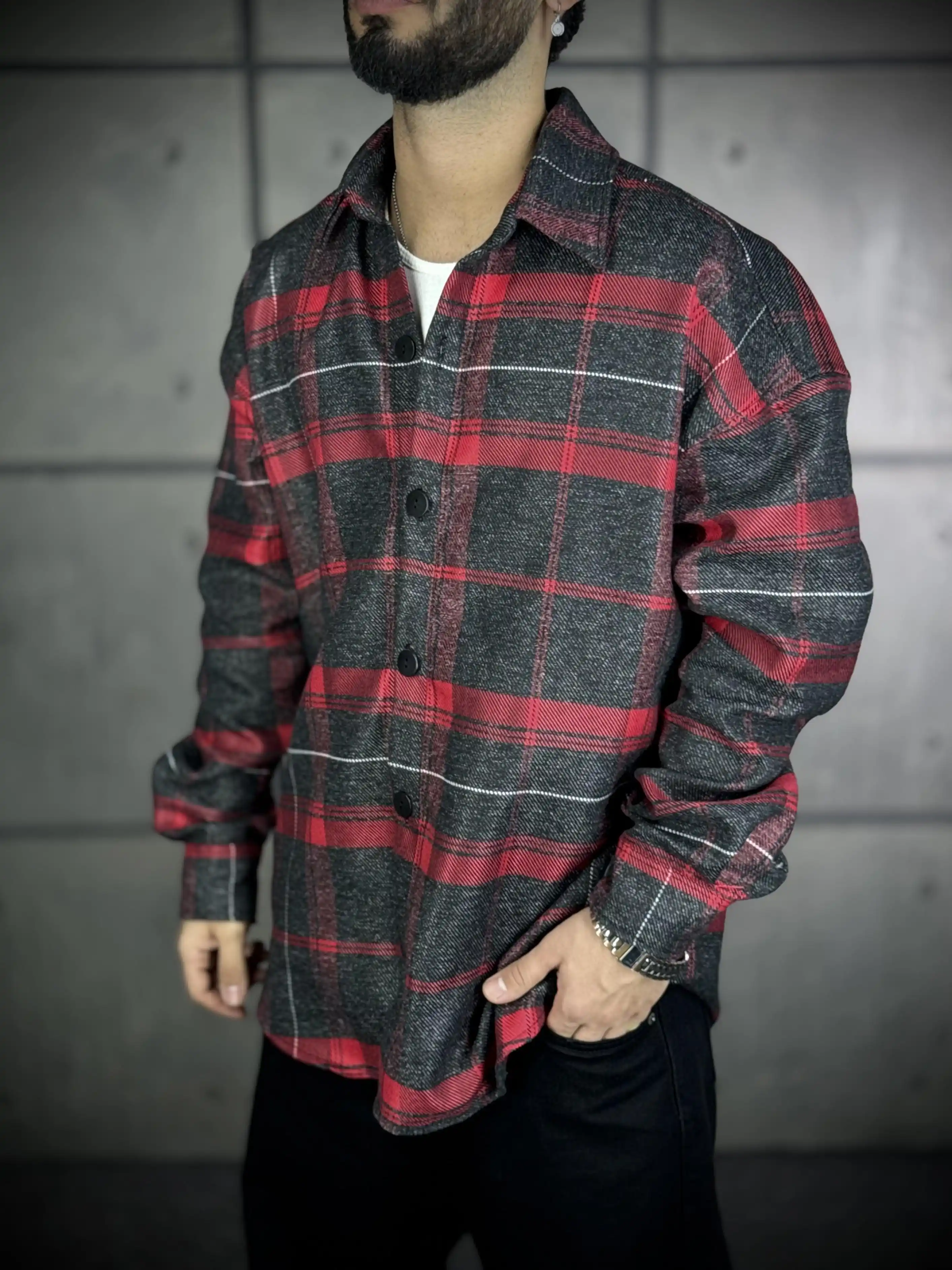 پیراهن پشمی چهارخانه مردانه کد7